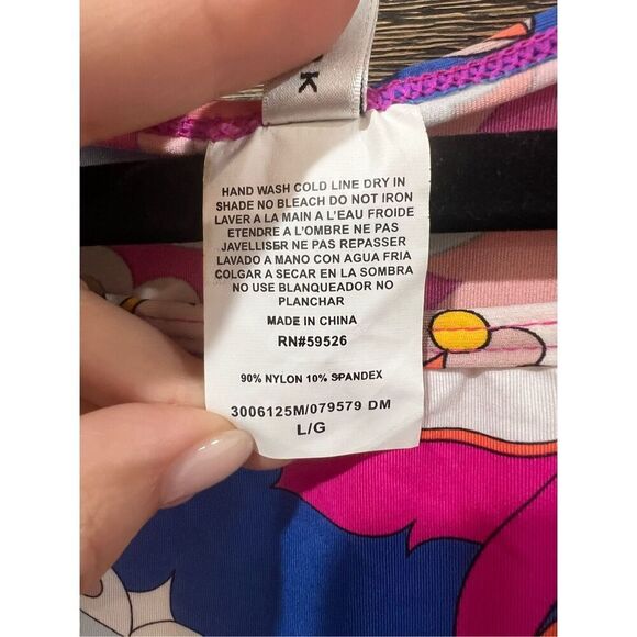 Trina Turk Sevilla Floral Swim Jersey Swimsuit Cover Up Tunic Dress L - Picture 8 of 8